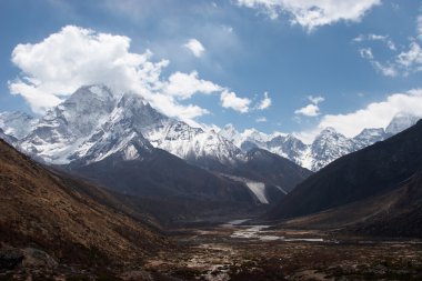 Lobuche Khola mountain valley, Everest trail, Himalaya, Nepal clipart