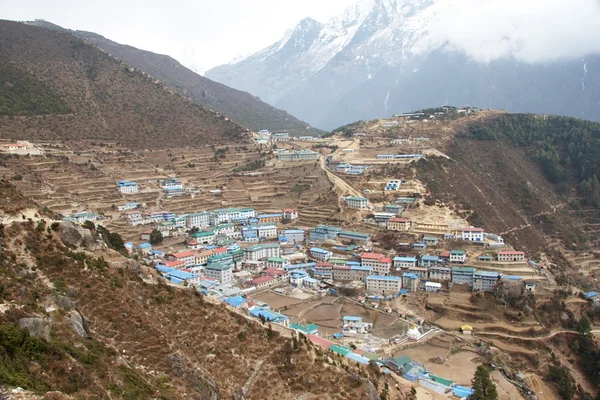 Namche Bazaar panorama, Everest trek, Himaláje, Nepál — Stock fotografie