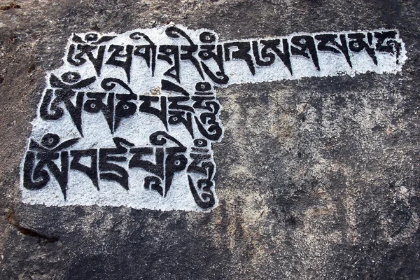 Buddhist mantra stone, Everest trek, Himalayas, Nepal — Stock Photo, Image