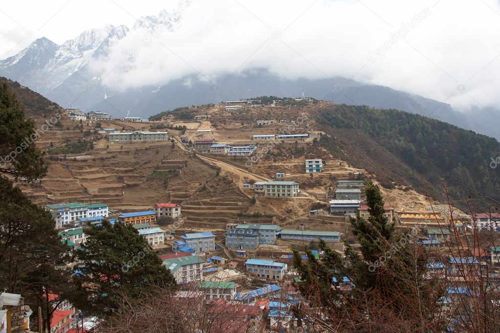 Namche Bazaar panorama, Everest trail, Himalayas, Nepal