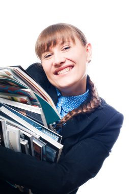 Young woman with magazines clipart
