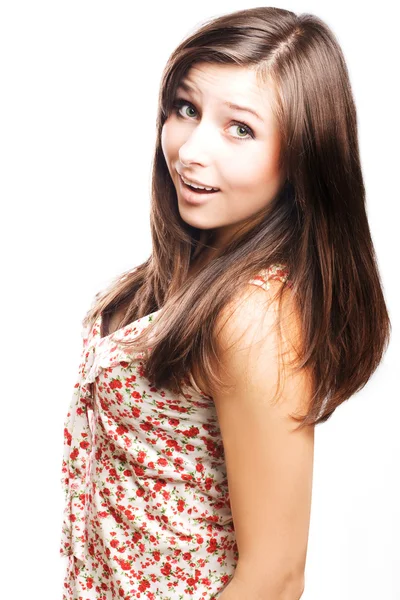 Beautiful young woman surprised — Stock Photo, Image