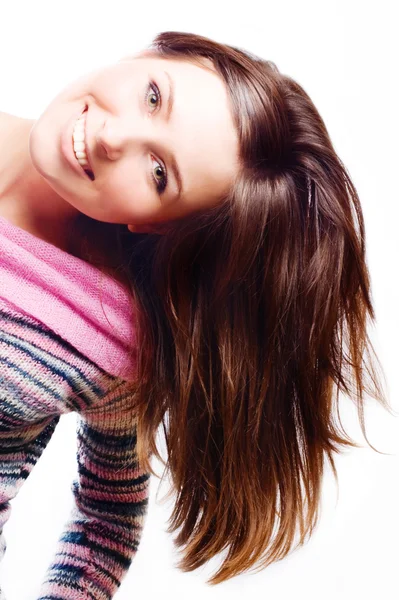 Glada skönhet ung kvinna Stockfoto