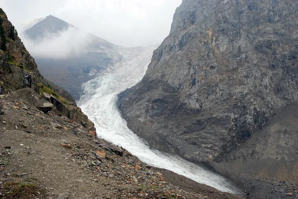 Gletscher zwischen Bergen — Stockfoto