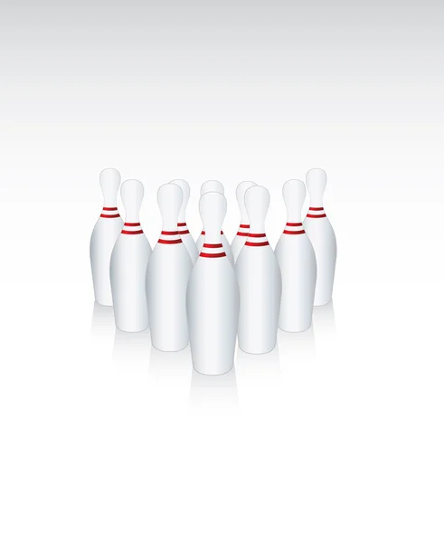 Ten bowling pins — Stock Vector