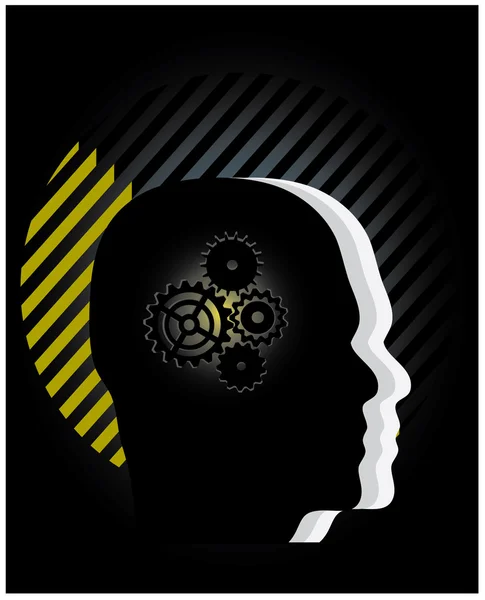 Symbole d'engrenage dans la tête — Image vectorielle