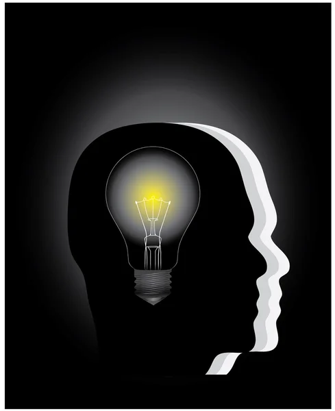 A light bulb in the head — Stock Vector