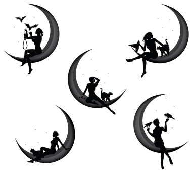 Woman sitting on the crescent clipart