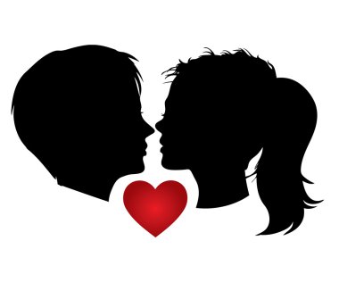 Couple kisses clipart