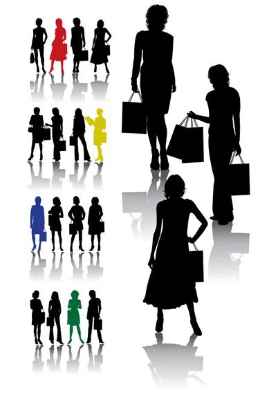 Mulheres de compras — Vetor de Stock