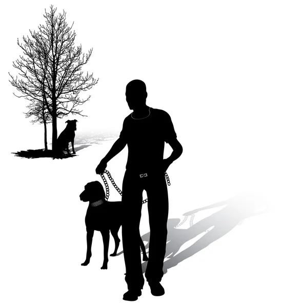 Mann mit Hund — Stockvektor