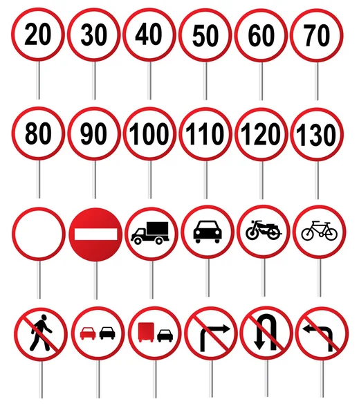 Közúti közlekedési jelzőtáblák Stock Illusztrációk
