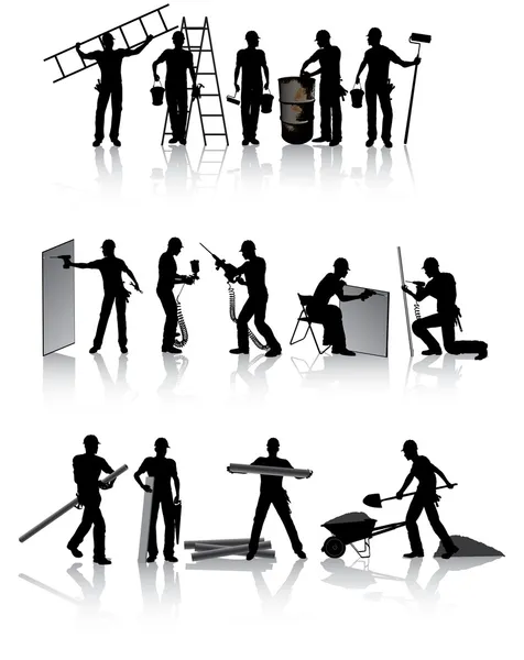 Workers with tools — Stock Vector