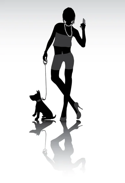 Pretty woman with dog — Stock Vector