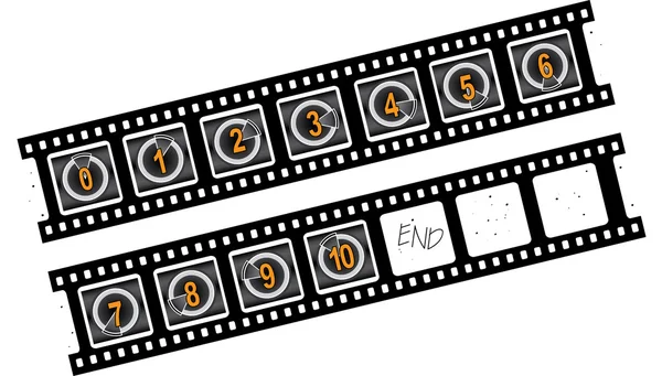Film-Countdown-Zahlen 0-10 — Stockvektor