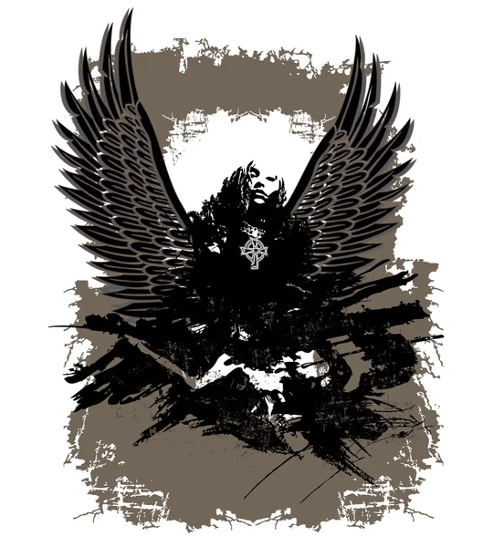神秘的黑暗堕落的天使 — 图库矢量图片