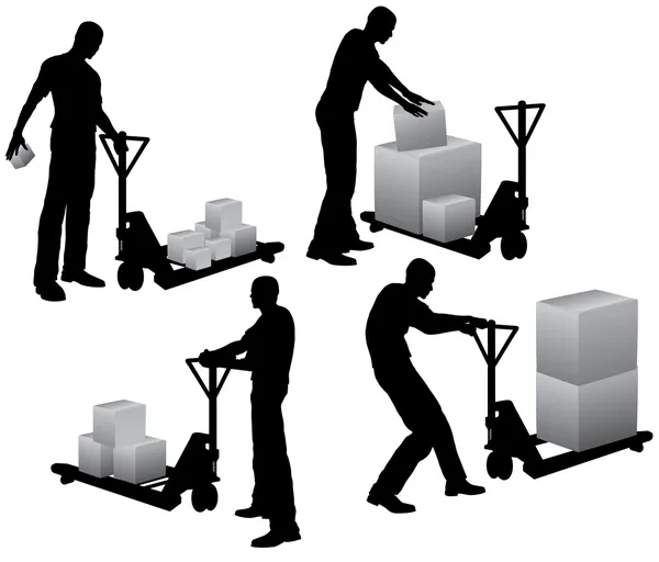 Arbeiter verladen Kisten — Stockvektor