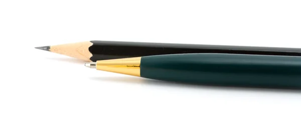 Ручка и черный карандаш — стоковое фото