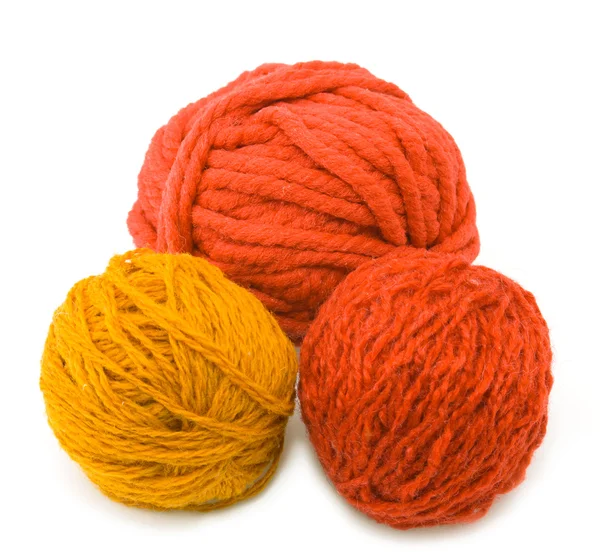 Three red balls of threads — Stock Photo, Image