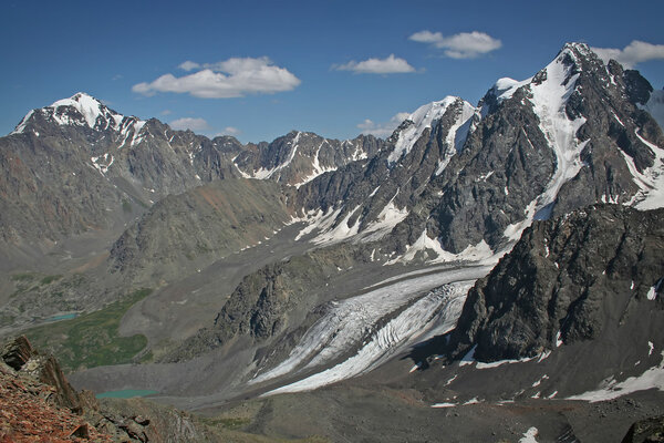 Glacier in Altai Mountains, Siberia, Russia.