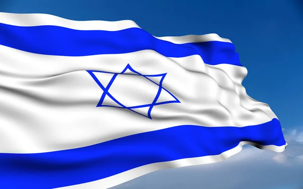 Israeli Flag waving on wind — Stock Photo, Image