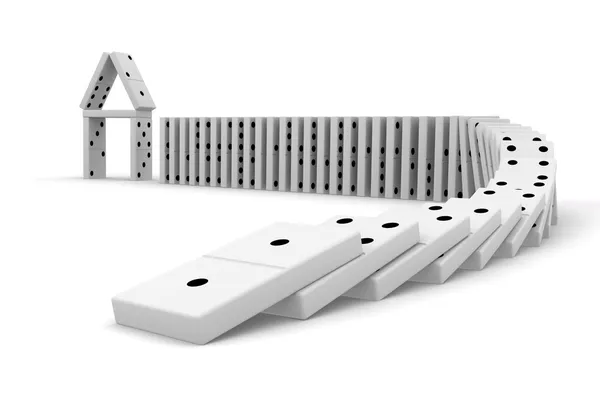 Domino Effect Crisis Concept 3D Render. — Stockfoto