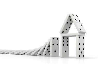 Domino Effect Real Estate Crisis Concept 3D Rendering. clipart