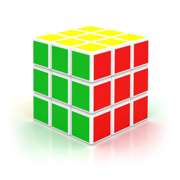 Puzzle cubo isolato su bianco — Foto Stock