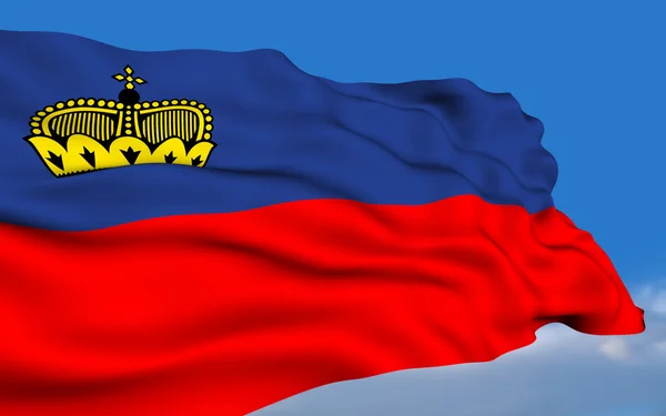 Lichtenštejnská vlajka — Stock fotografie