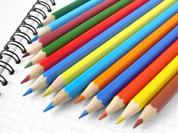 Bleistifte und Notizblock — Stockfoto