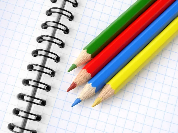 Kalemler ve not defteri — Stok fotoğraf
