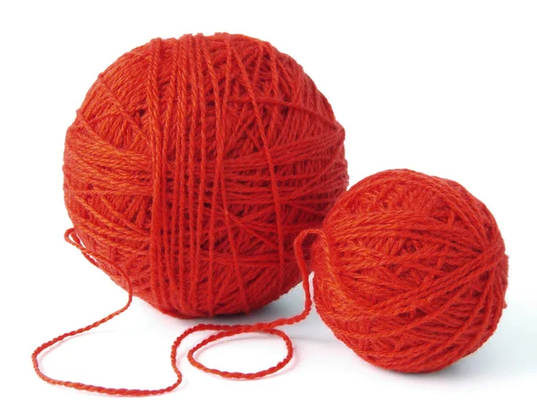 Bolas de lã vermelha — Fotografia de Stock