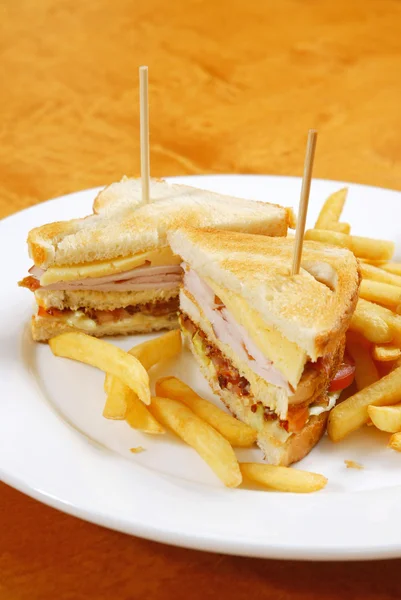 Sandwich with french fries — Stock Photo, Image