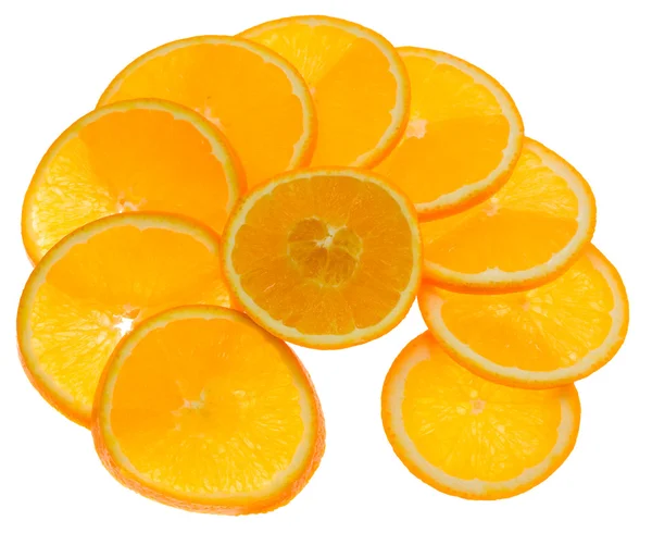 Orangenscheiben, isoliert — Stockfoto