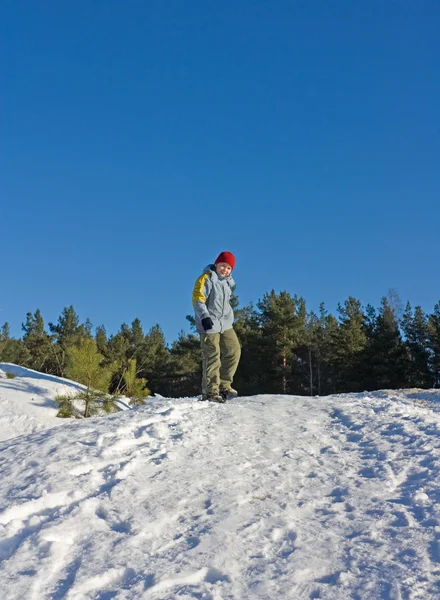 Tiener op snowboard — Stockfoto