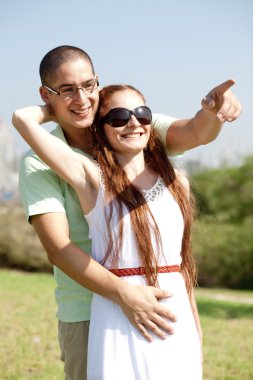 Love couple on A Footbridge clipart