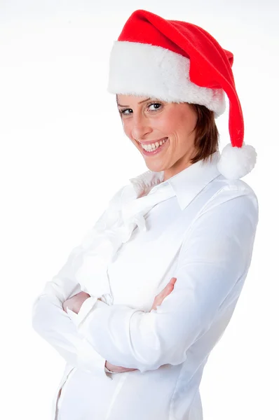 Female Santa smiling — Stock Photo, Image