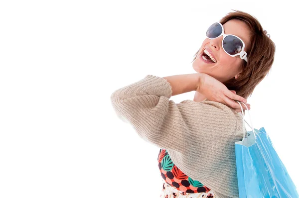 Woman holding shopping bag — Stock Photo, Image