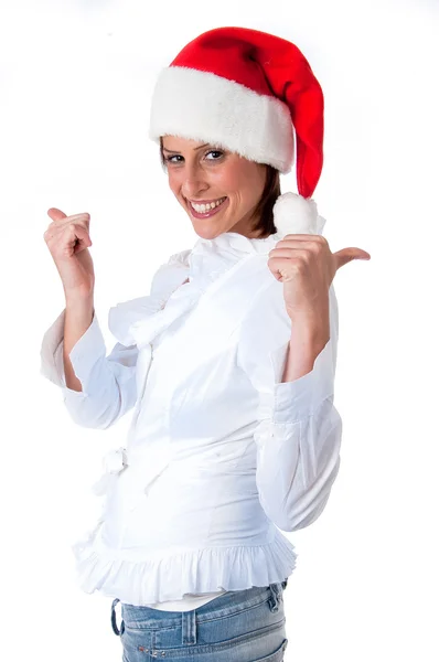 Roztomilý santa lady s úsměvem — Stock fotografie