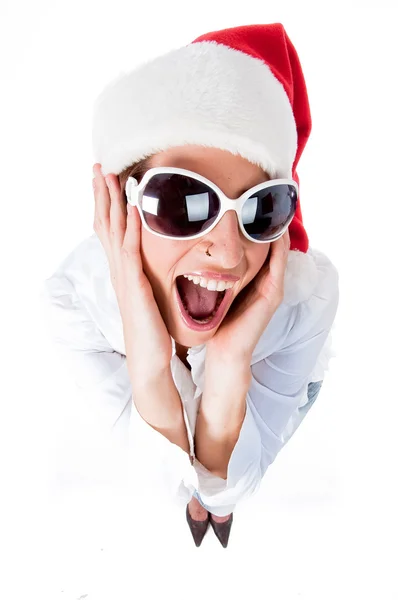 Donne imbarazzanti con Babbo Natale — Foto Stock