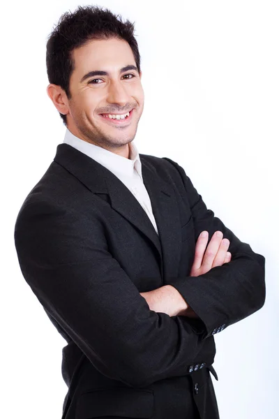 Przystojny młody biznes człowiek uśmiechający się — Zdjęcie stockowe