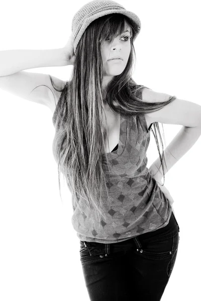 Model met een lange haren poseren — Stockfoto