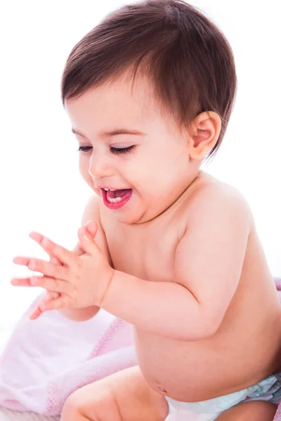 Baby genießt durch Händeklatschen — Stockfoto