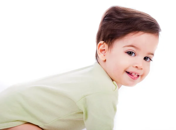 Fechar o sorriso do bebê caucasiano — Fotografia de Stock