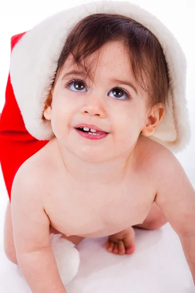 Передня поза дитячої посмішки Санта — стокове фото