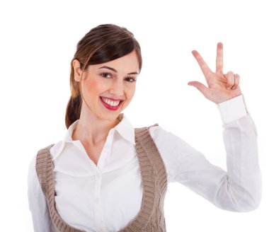 Young model showing three fingers clipart