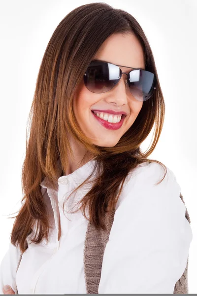 Modell med hennes solglasögon — Stockfoto