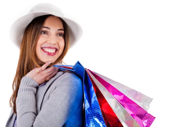 Modelo carregando seus sacos de compras — Fotografia de Stock