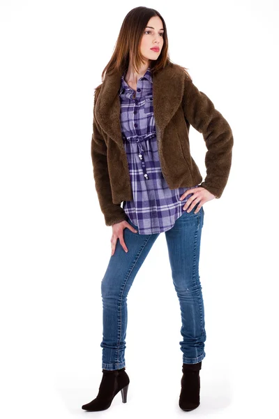 毛皮のコートとファッション モデル — ストック写真