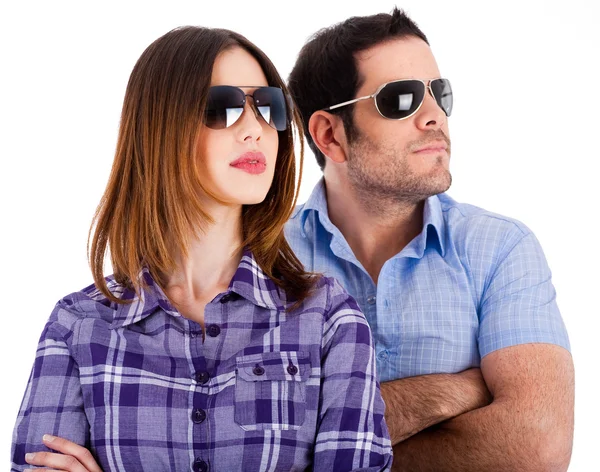 Modele patrząc w lewo z okulary — Zdjęcie stockowe